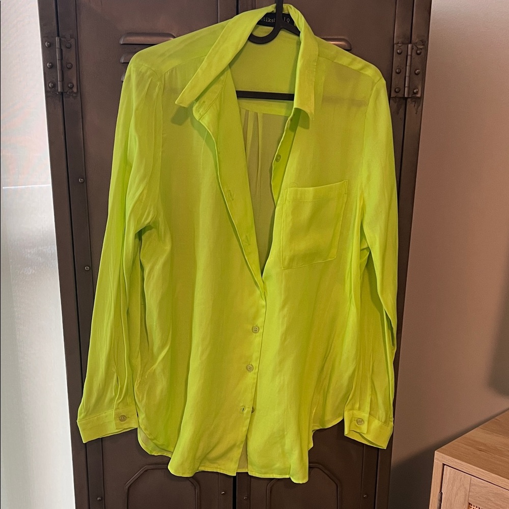 Lime Green Women's Button-Up Shirt